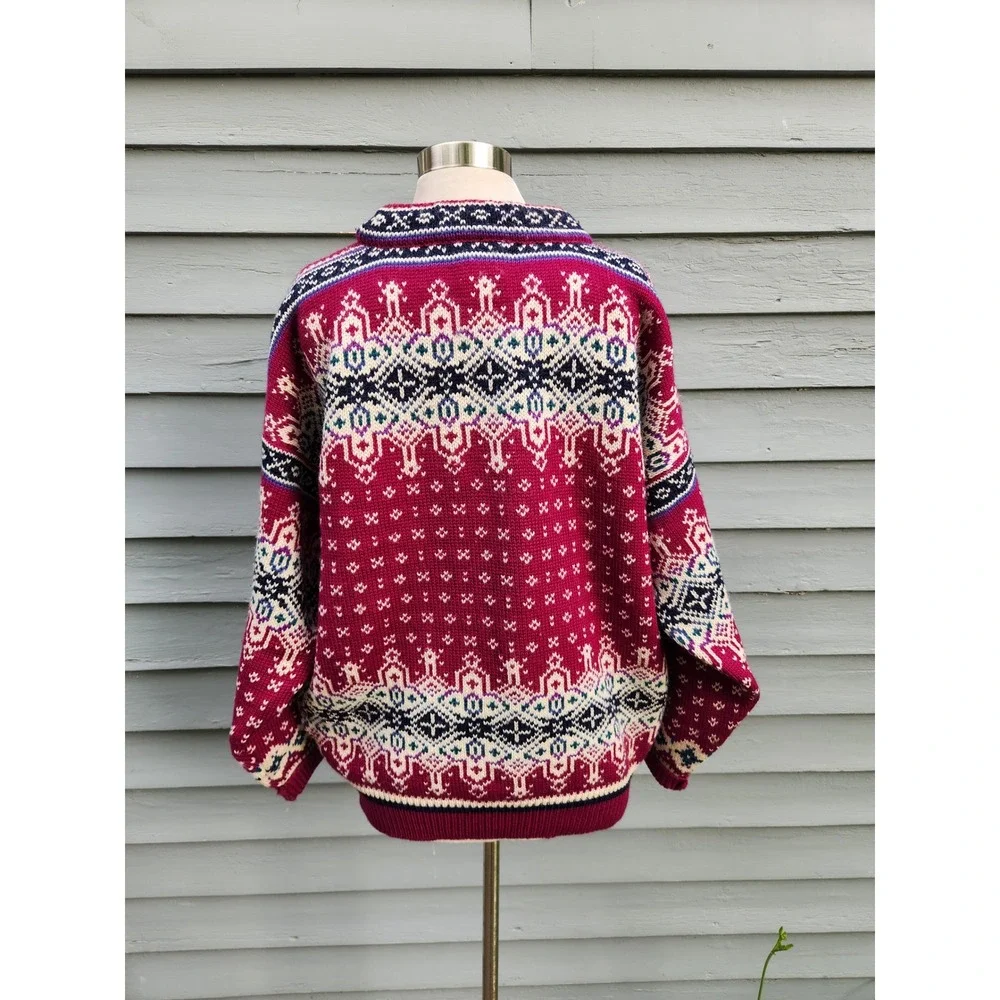 Dale of Norway‎ Sweater Magenta Nordic Wool Fair Isle Vintage XL